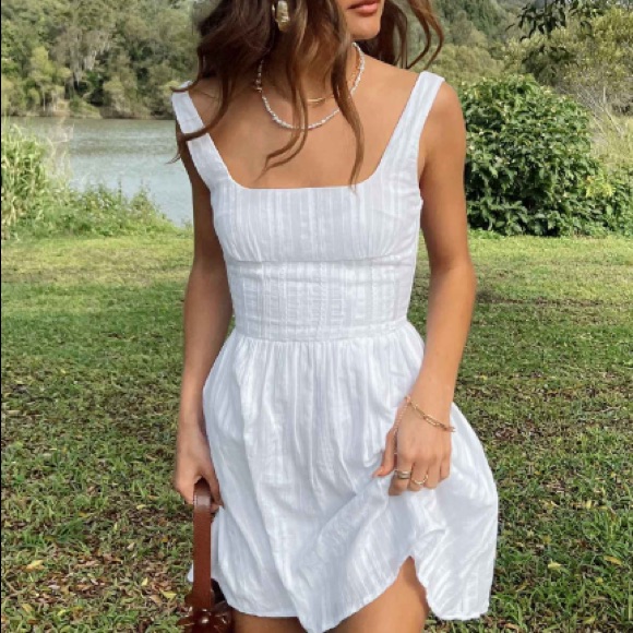 White 100% Cotton Mini Dress